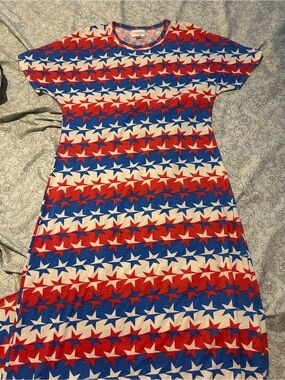 LuLaRoe Red, White & Blue Star Maxi Dress